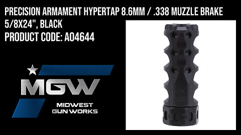 Precision Armament HYPERTAP 8.6MM / .338 Muzzle Brake 5/8x24", Black - A04644