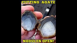 Agate nodules cut open w/ lapidary saw!