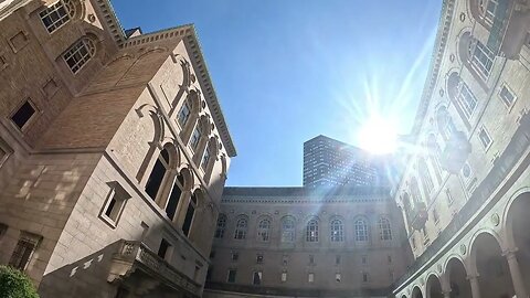 Boston 4K Library Courtyard - One of the most beautiful spots in all of Boston Massachusetts