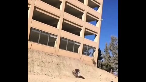 BMX fail from window of building
