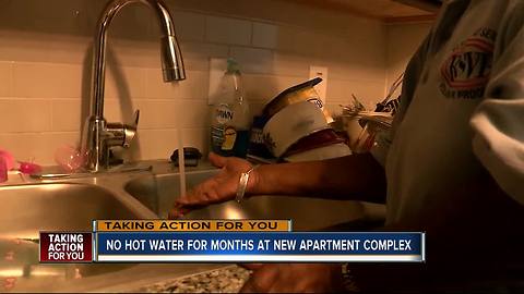 Tenants complain of no hot water at brand new apartment complex