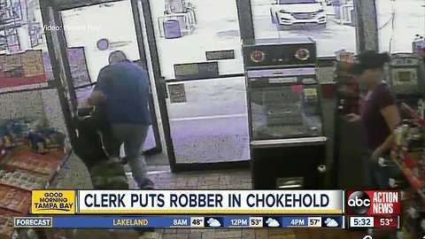 VIDEO: Pasco clerk puts robbery suspect in chokehold