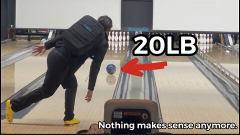 220 Average Bowler throws 20LB bowling ball while wearing a suit, crocs, and a backpack