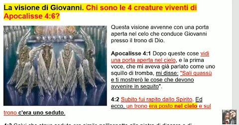 La visione di Giovanni. Le quattro creature viventi di Apocalisse 4:6 chi sono