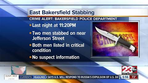 Stabbing in East Bakersfield leaves two men in critical condition