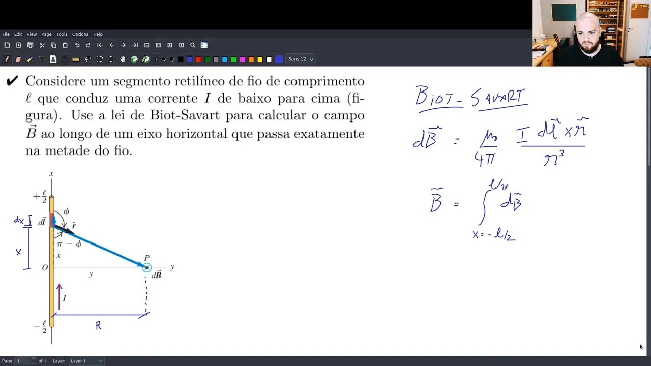Campo magnético gerado por um segmento de fio [Problema resolvido]