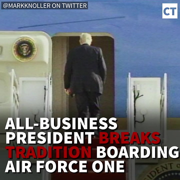 All-Business President Breaks Tradition Boarding Air Force One