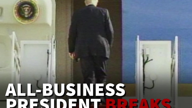 All-Business President Breaks Tradition Boarding Air Force One