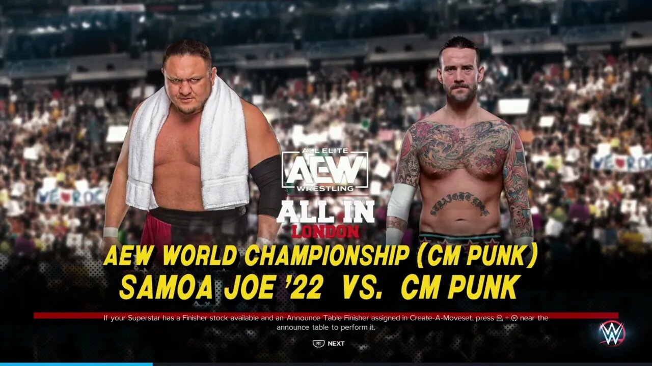 AEW All In 2023 CM Punk vs Samoa Joe for the AEW World Championship