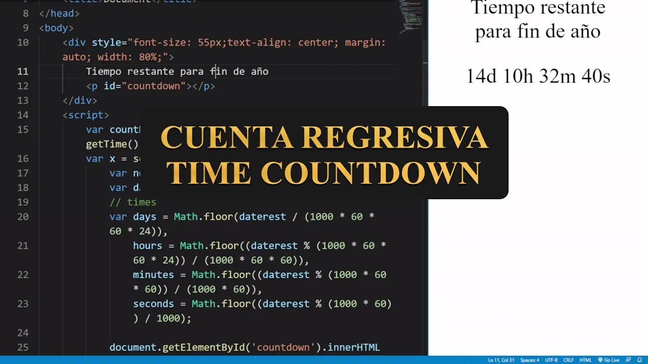 Cuenta regresiva de tiempo en JavaScript