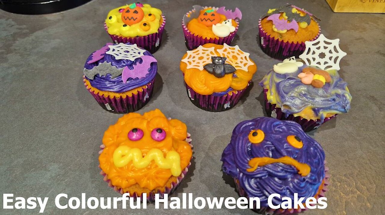 Easy Colourful Halloween Cakes