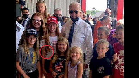 Joe Biden Held Little Girls Waist When Taking TRUMP Fans Photo