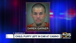 Child, puppy left in car at casino