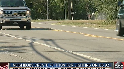 Neighbors create petition for lighting on US 92