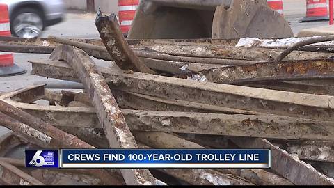 Construction crews find 100-year-old trolley rail line in Boise