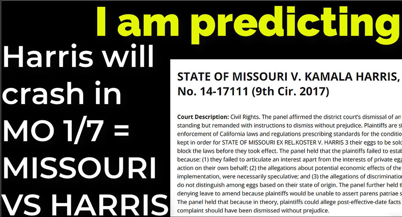 I am predicting: Harris will crash in MO 1/7 = MISSOURI VS HARRIS