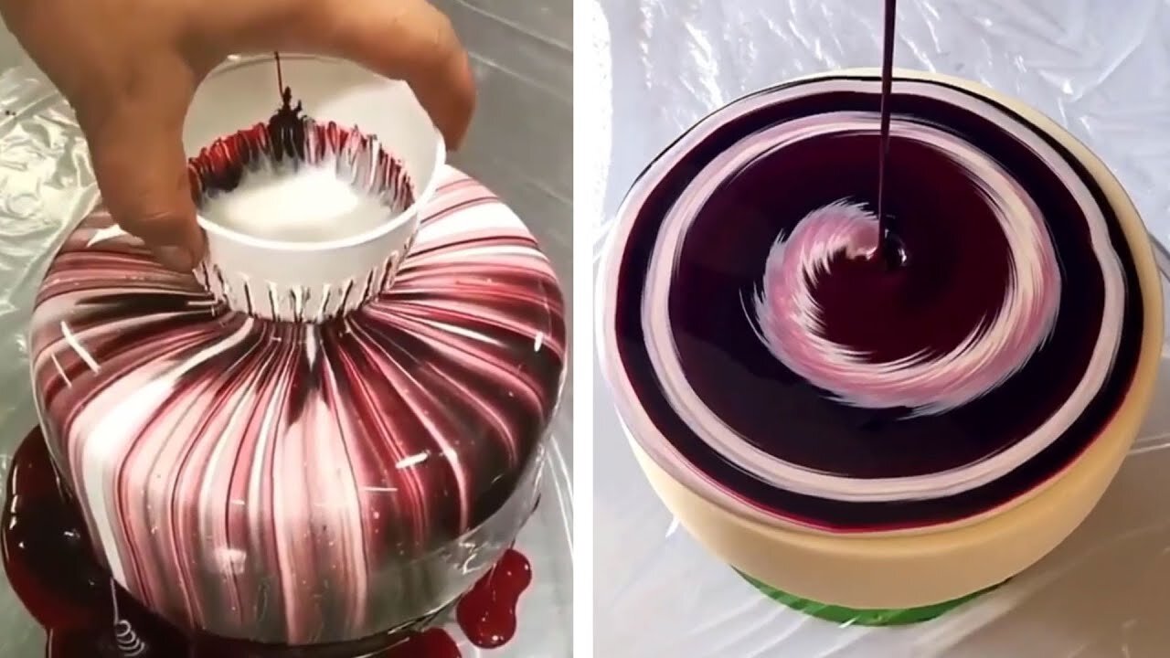 Most Satisfying Mirror Glaze Cake decoratio