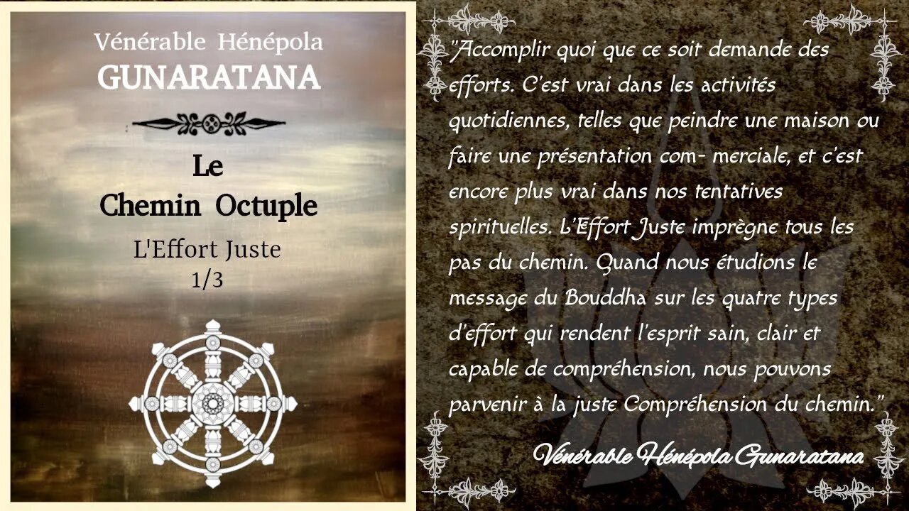 Le Chemin Octuple - L'Effort Juste 1/3 - Hénépola Gunaratana [Théravada]