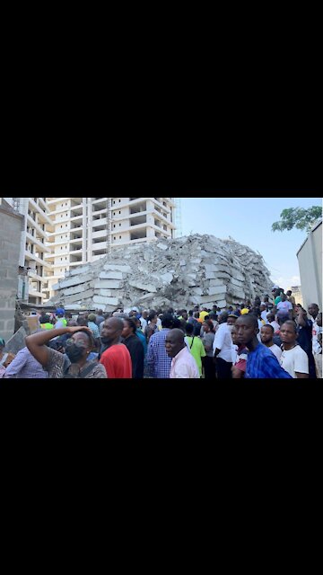 At least four people are DEAD after a 21-storey building collapses in Lagos, Nigeria