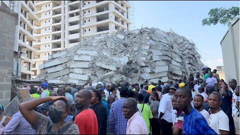 At least four people are DEAD after a 21-storey building collapses in Lagos, Nigeria