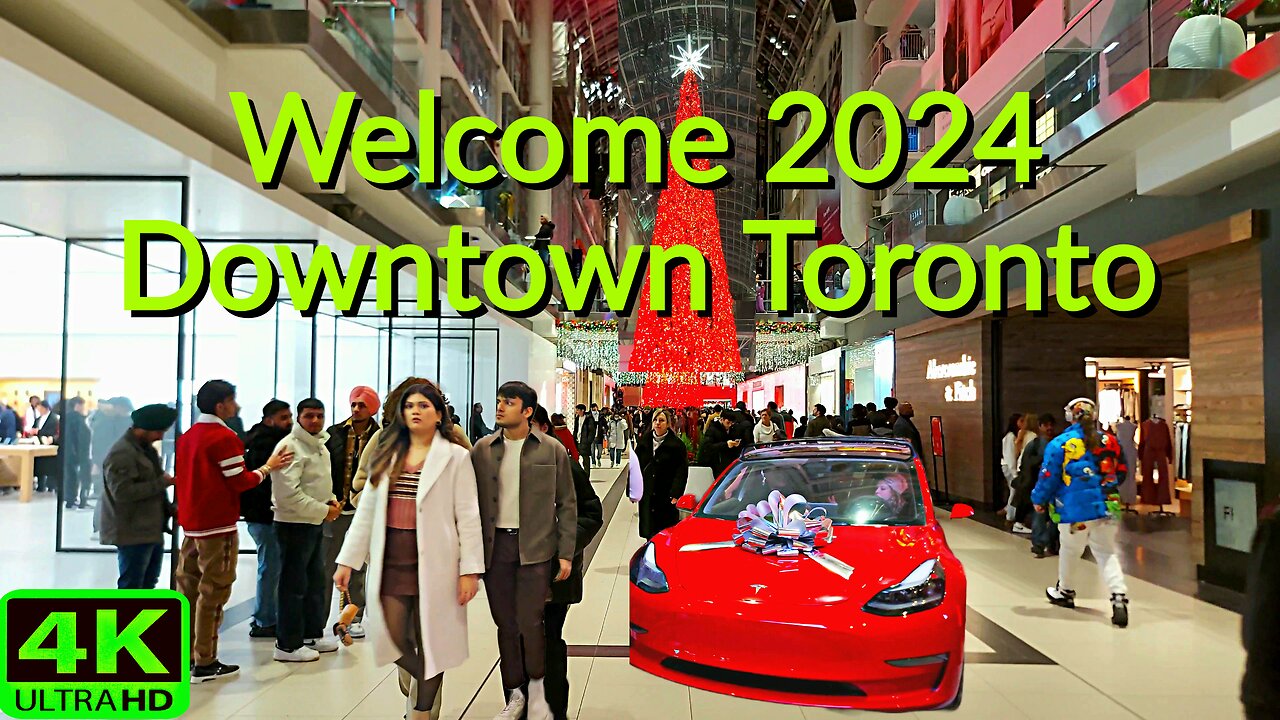 【4K】Welcome 2024 & Happy New Year Downtown Toronto Canada 🇨🇦