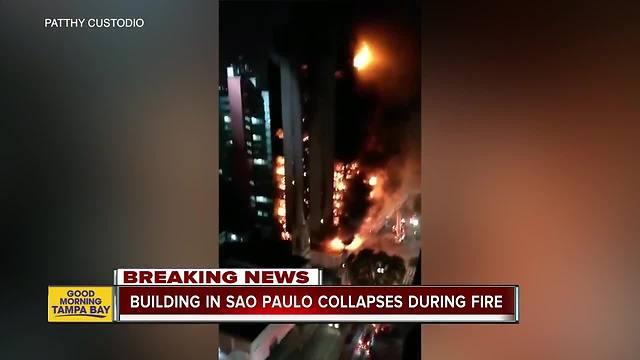 Building in Sao Paulo collapses during fire