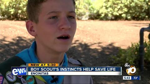 Boy Scout's instincts help save life