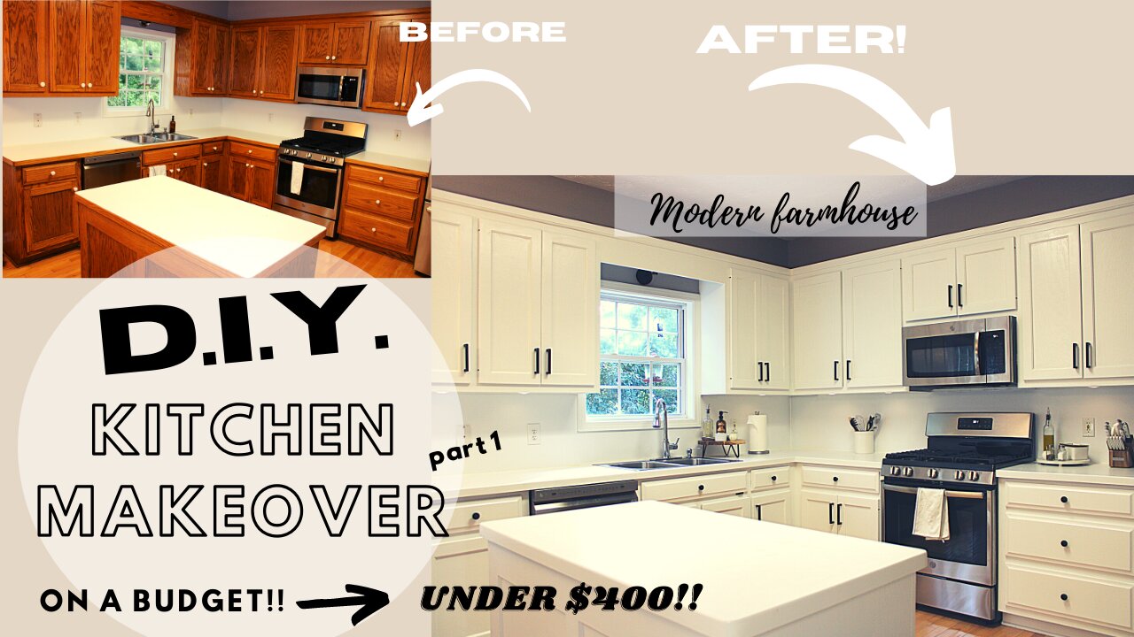 DIY KITCHE REMODEL ON A BUDGET UNDER $500 + HOW TO PAINT KITCHEN CABINETS