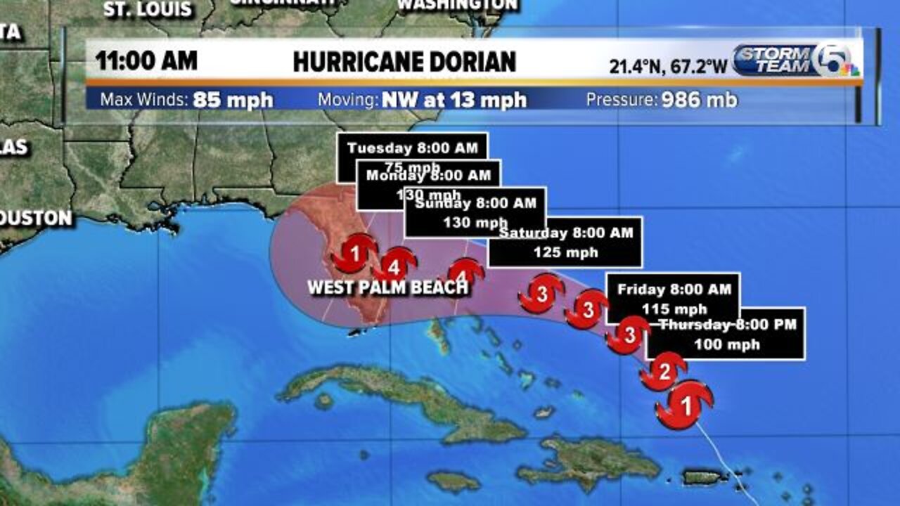 11 A.M. UPDATE: Dorian forecast to become a Category 4 hurricane