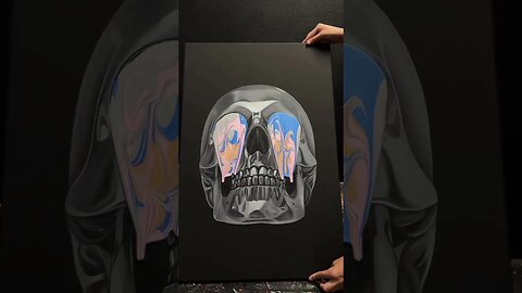 SKULL WITH PAINT-DRIPPING EYES 😱💀 #graffiti #canvaspainting #shorts