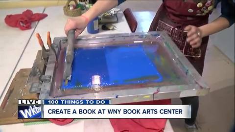 Screen printing at WNY Book Arts Center