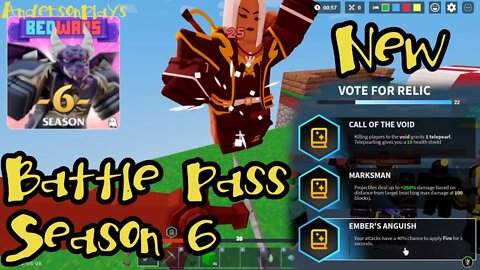 AndersonPlays Roblox BedWars 🏰 [SEASON 6!] New Battle Pass - Relics Update