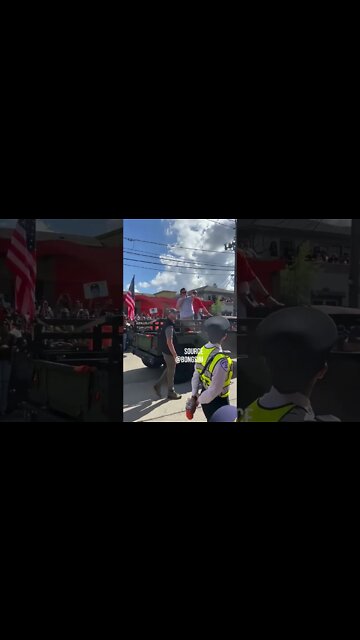 Throwing A Beer Can At Ted Cruz In Front Of A Woman Police Officer