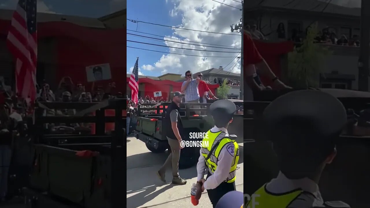 Throwing A Beer Can At Ted Cruz In Front Of A Woman Police Officer