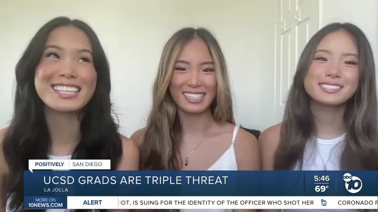 Rare identical triplets graduate from UC San Diego