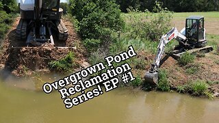 Missouri Ozarks Pond Transformation! EP #1 Clearing 20' trees & grading new beach!