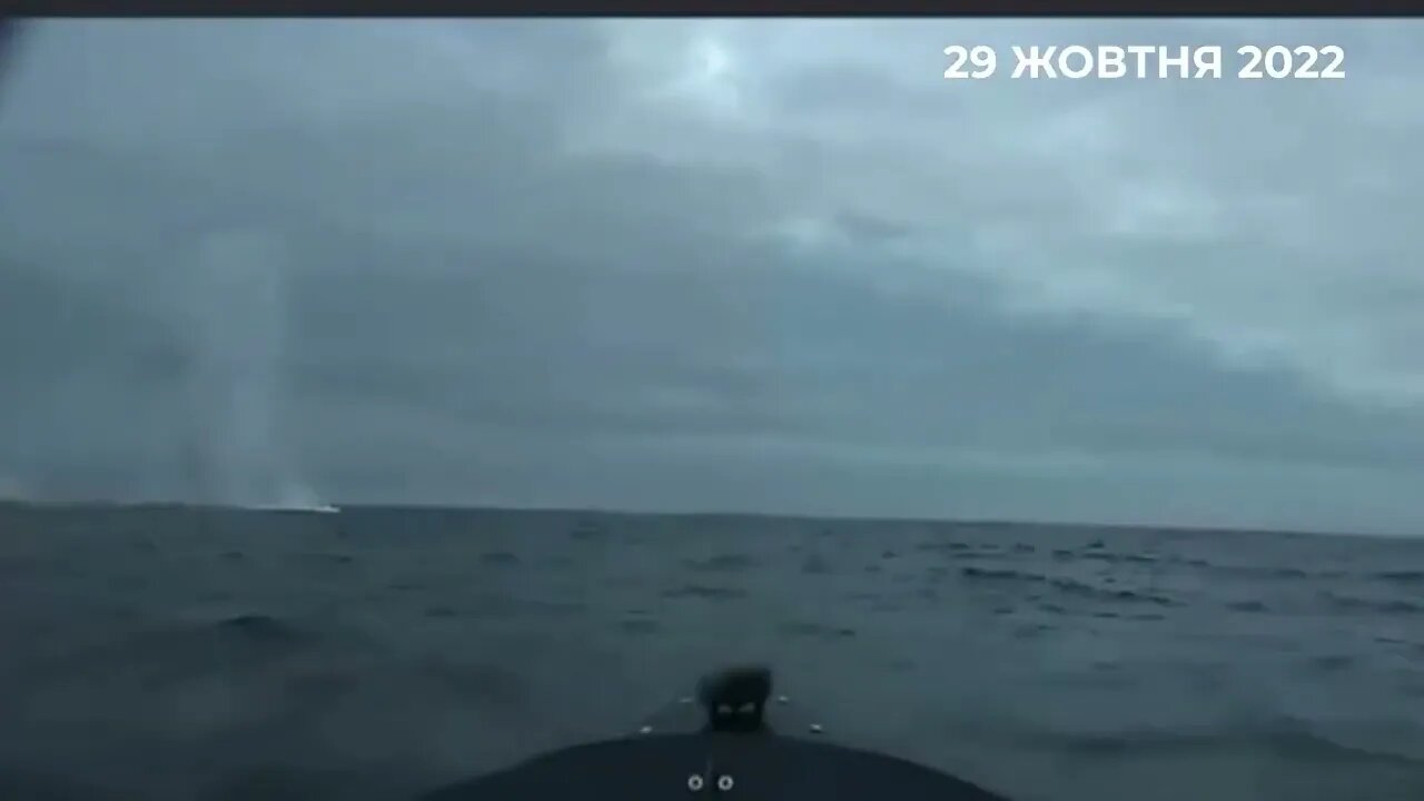 Drone footage from the amphibious British kamikaze drone in Sevastopol