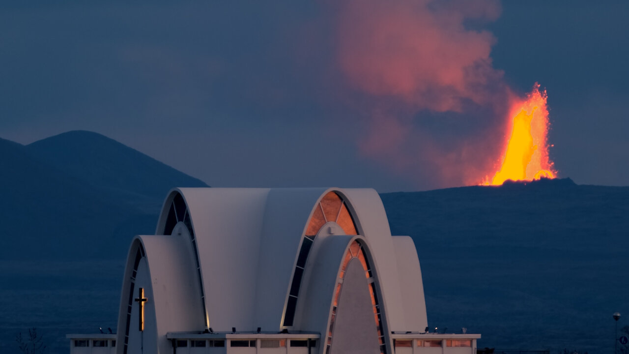 Terrifying 300 Meter High Lava Burst 4K - Iceland Volcano Geyser