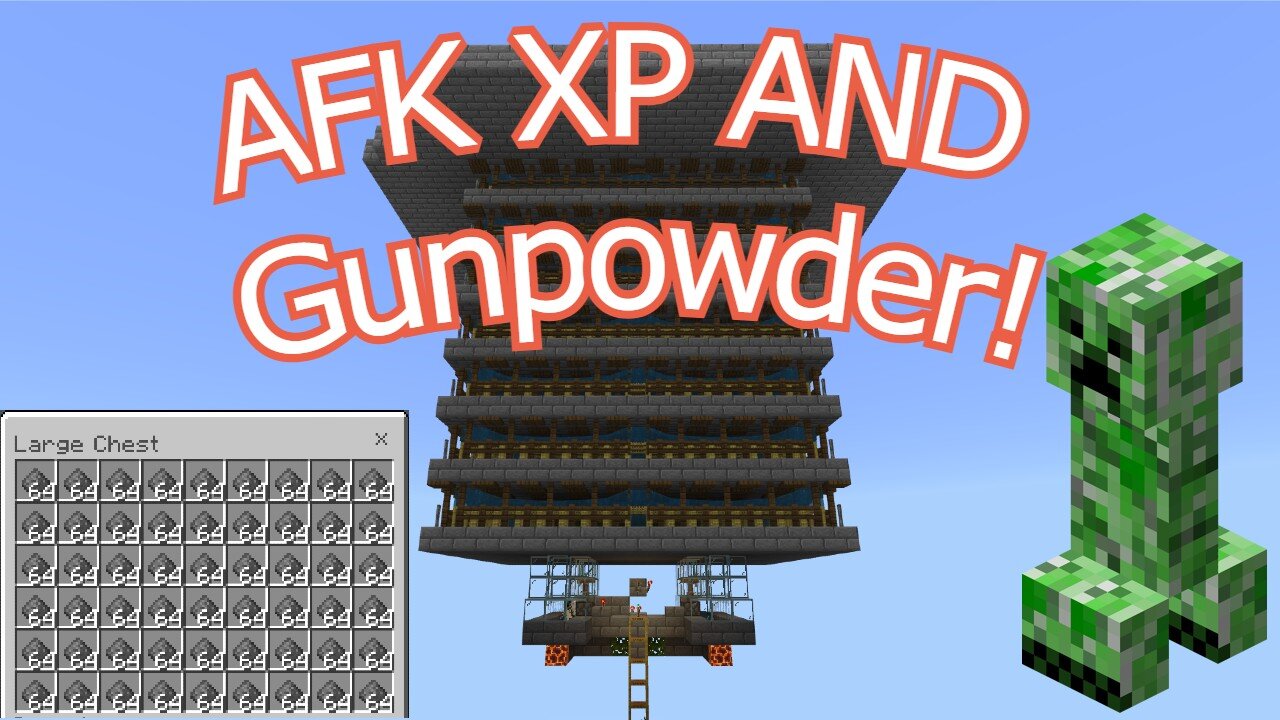 1000+ Gunpowder/hr Afk Creeper and XP farm Minecraft Bedrock 1.20 (MCPE/Xbox/PS4/Switch/Windows10)