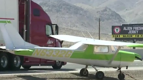 Plane makes emergency landing on Interstate 15