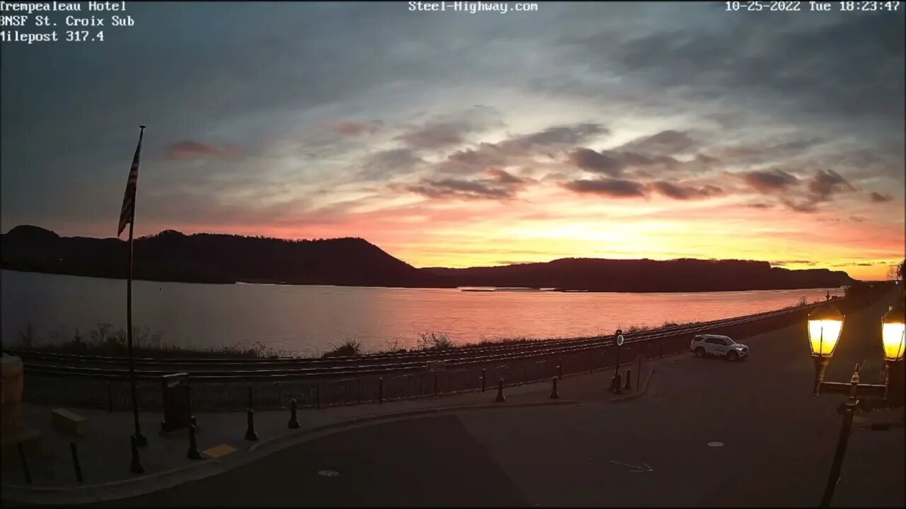 Sunset over Trempealeau, WI on October 25, 2022