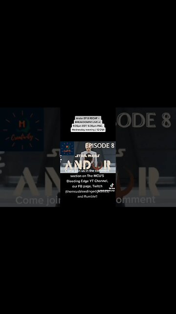 We are covering Andor EP 8 TONIGHT ( Wed 12/21) at 9:35pm EST/ 6:35pm PAC, LIVE! #starwars #andor