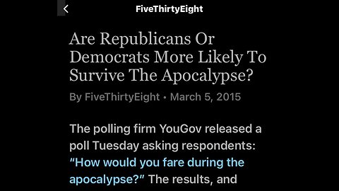 Article - Are Republicans Or Democrats More Likely To Survive The Apocalypse?