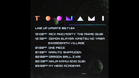 SWORDSMITH ARC!!! Toonami Schedules August 2024