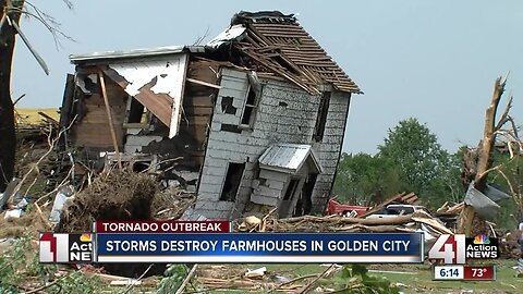 Storm levels farms in Golden City, Missouri