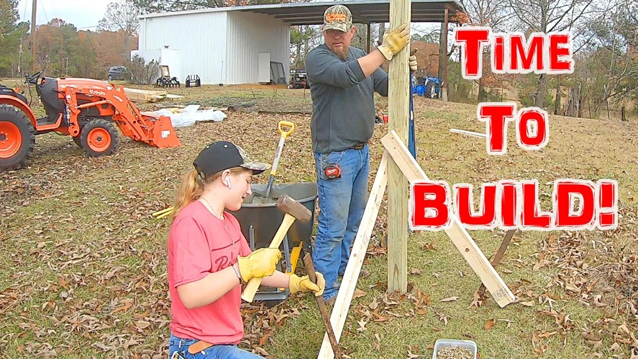 Setting Corner Posts, The Construction Begins. Building A Predator Proof Chicken Coop.