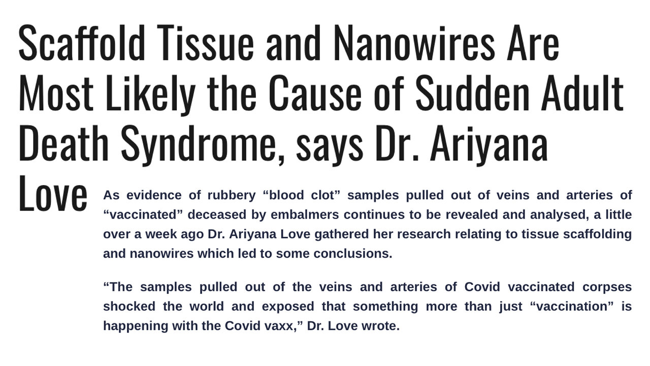 SCAFFOLD TISSUE & NANOWIRES ARE MOST LIKELY THE CAUSE OF SUDDEN ADULT DEATH SYNDROME | 29.06.2022