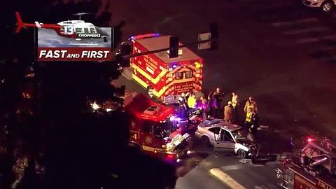 Jaws of Life used to remove driver from car after crash near Jones, Oakey