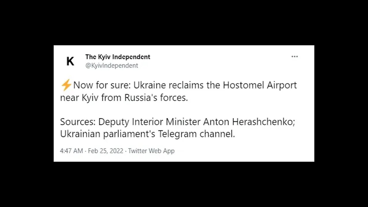 Ukraine massive victory in Hostomel (No video footage - just tweets)