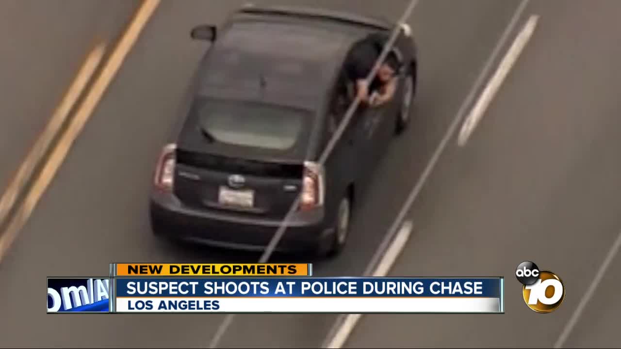 Suspect fires at police during wild LA police chase